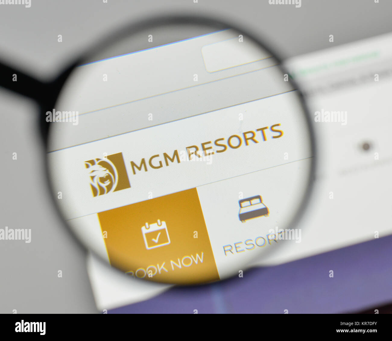 Milan, Italy - November 1, 2017: MGM Resorts International logo on the website homepage. Stock Photo
