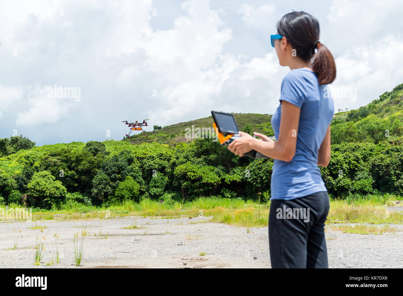 Playing flying drone Stock Photo - Alamy