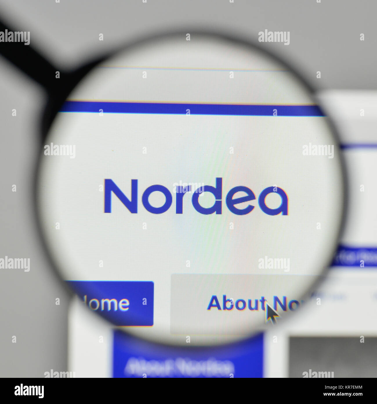 Milan, Italy - November 1, 2017: Nordea logo on the website homepage. Stock Photo