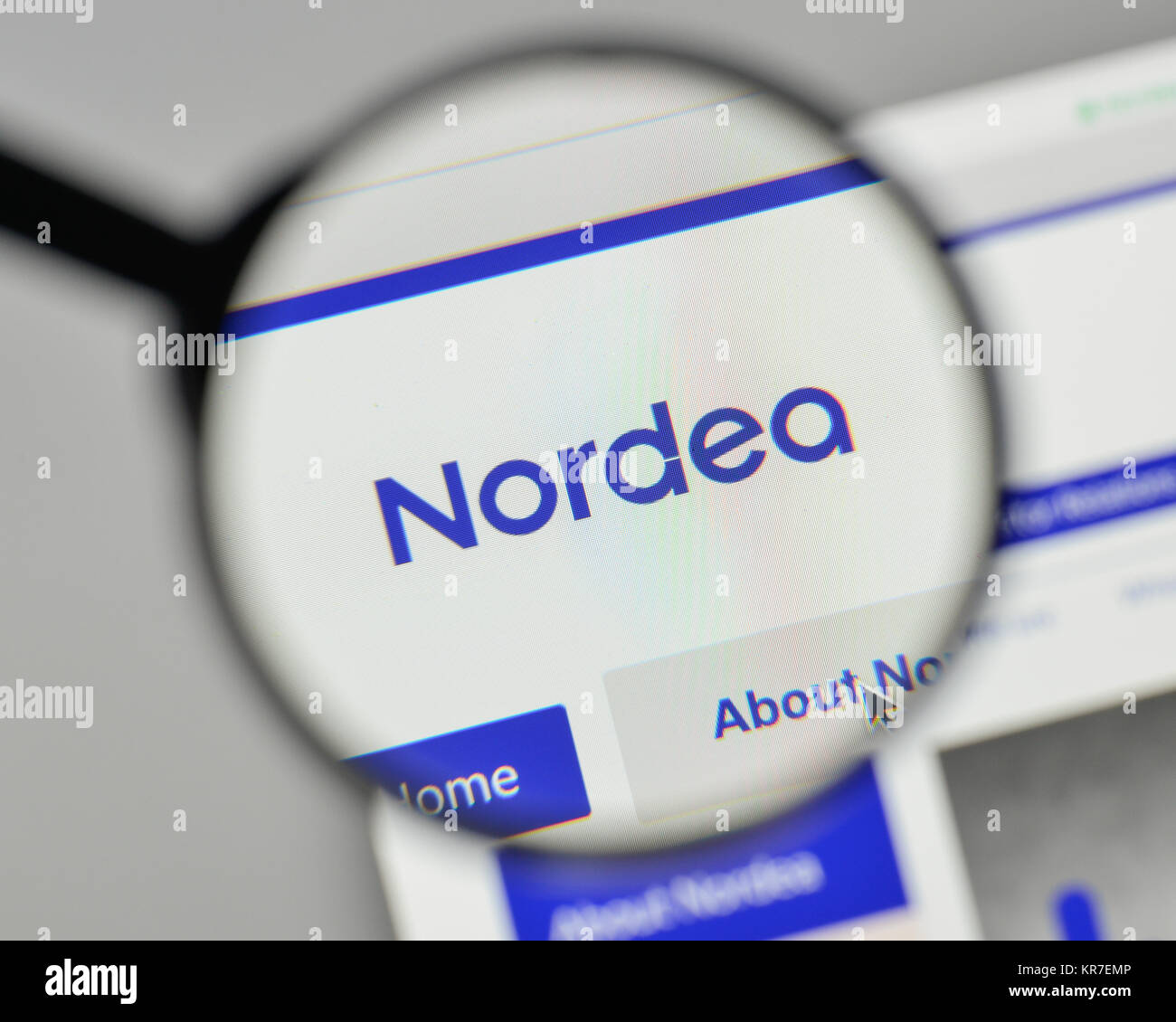 Milan, Italy - November 1, 2017: Nordea logo on the website homepage. Stock Photo