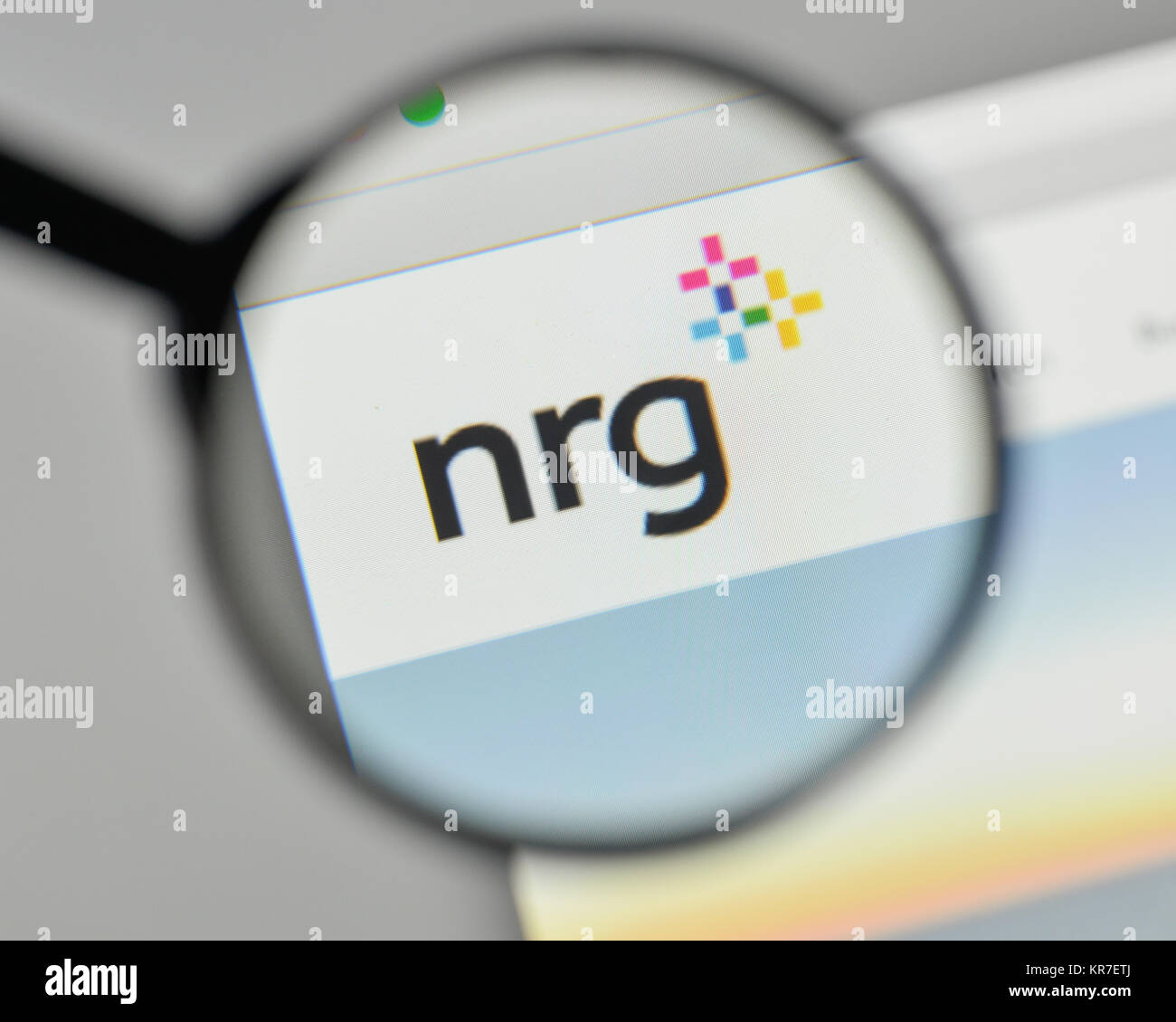 Milan, Italy - November 1, 2017: NRG Energy logo on the website homepage. Stock Photo