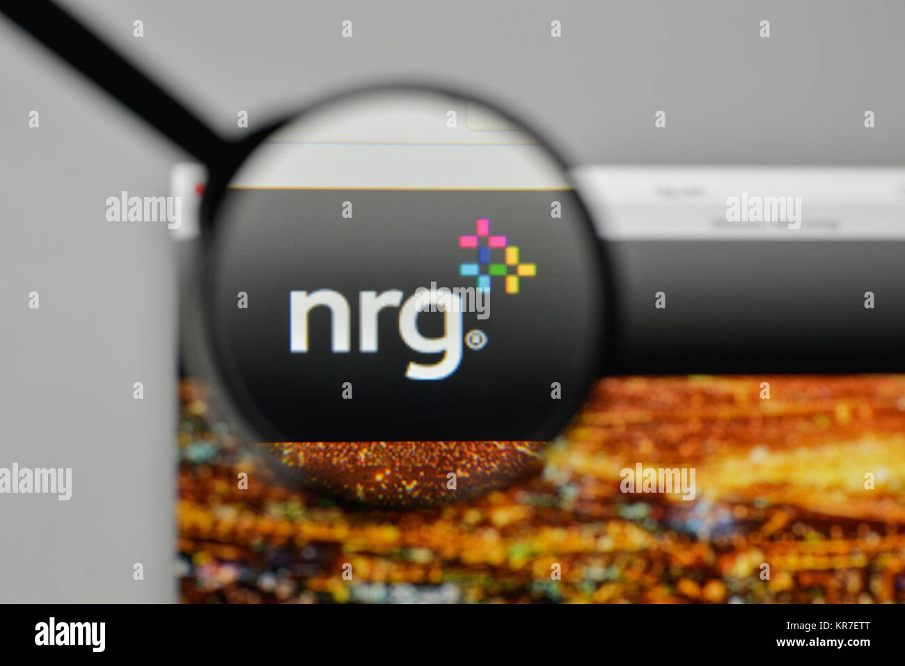 Milan, Italy - November 1, 2017: NRG Energy logo on the website homepage. Stock Photo