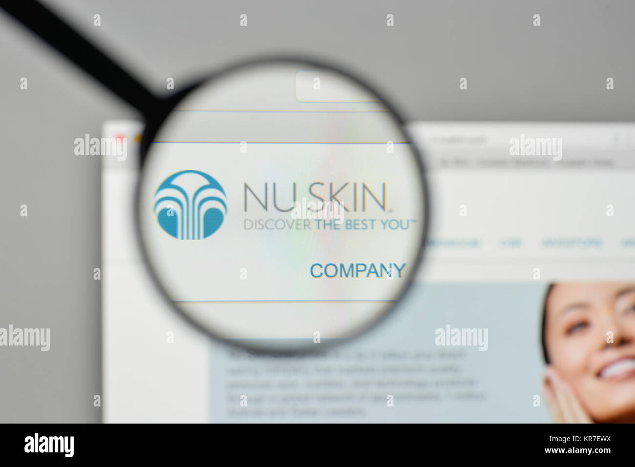 Milan, Italy - November 1, 2017: Nu Skin Enterprises logo on the website homepage. Stock Photo