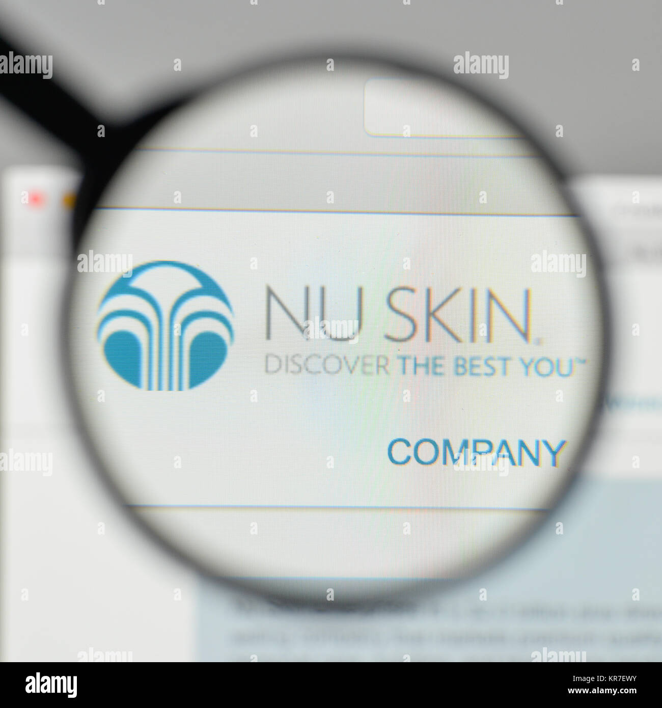 Milan, Italy - November 1, 2017: Nu Skin Enterprises logo on the website homepage. Stock Photo