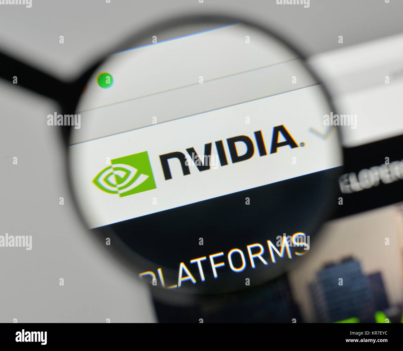 Milan, Italy - November 1, 2017: Nvidia logo on the website homepage ...