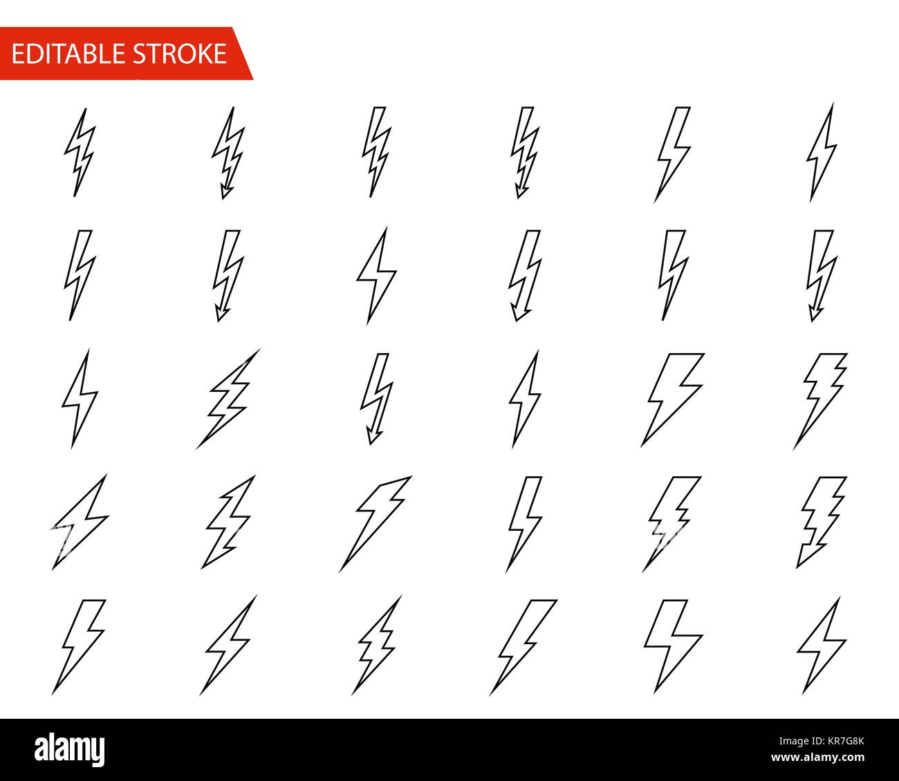 Lightning Vector Icons Set. Thin Line Vector Illustration. Adjust ...
