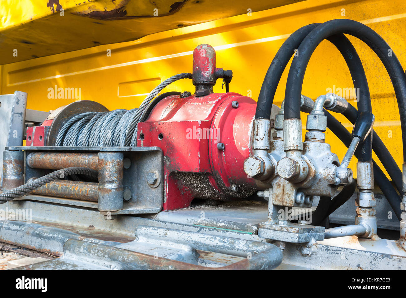 Detail photo of the car winch Stock Photo Alamy