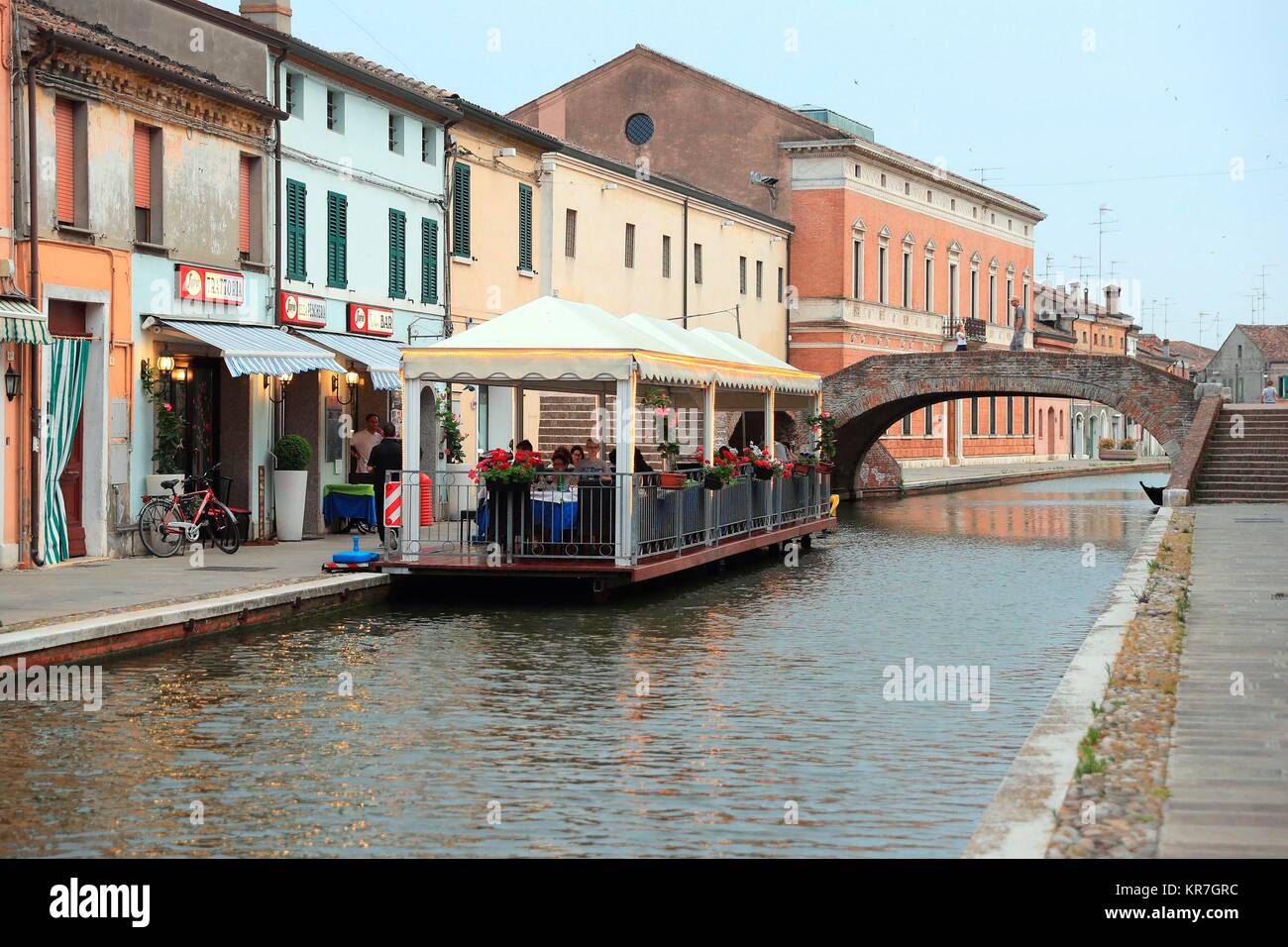 The Migliarino Canal  in Comacchio Village, Ferrara, Italy. June 14, 2017    Credit © Nuccio Goglia/Sintesi/Alamy Stock Photo Stock Photo