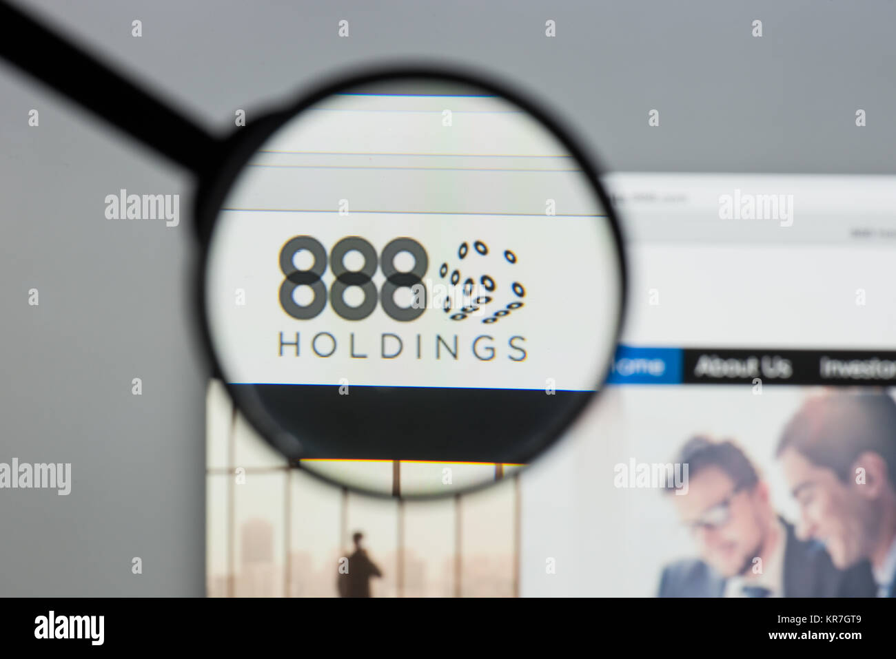 Milan, Italy - August 10, 2017: 888 Holdings website homepage.  It is a company which operates several gambling websites. 888 Holdings logo visible. Stock Photo