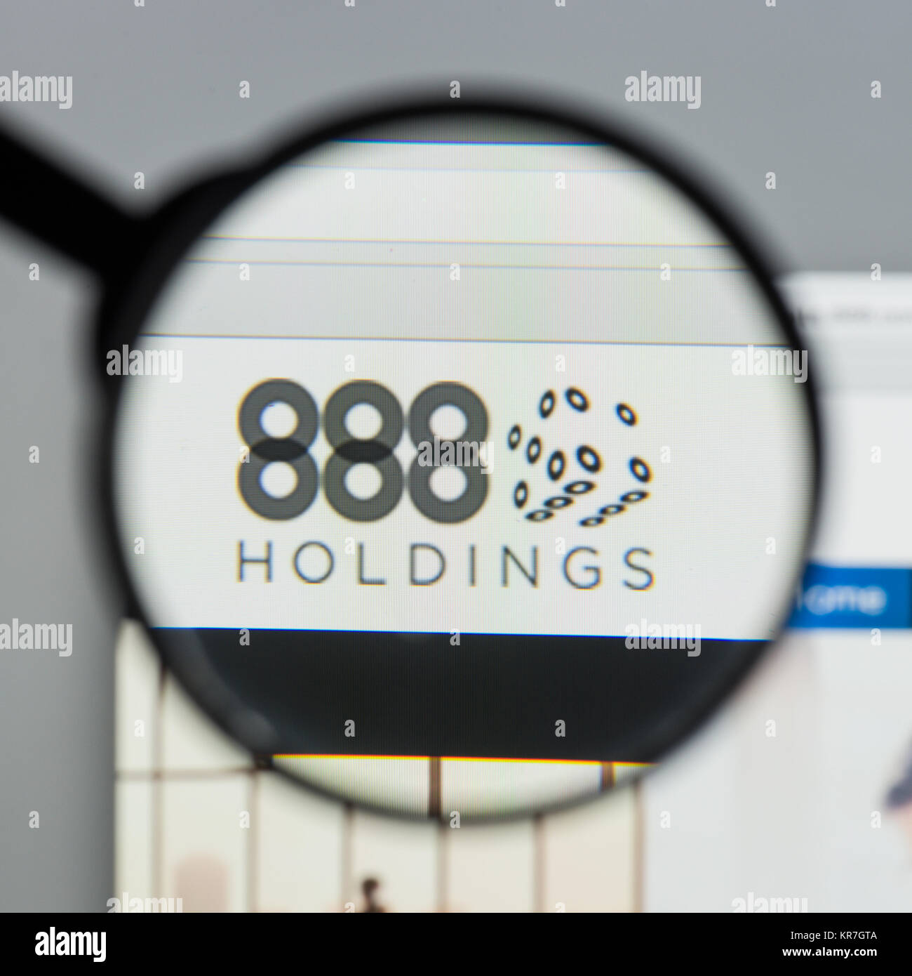 Milan, Italy - August 10, 2017: 888 Holdings website homepage.  It is a company which operates several gambling websites. 888 Holdings logo visible. Stock Photo