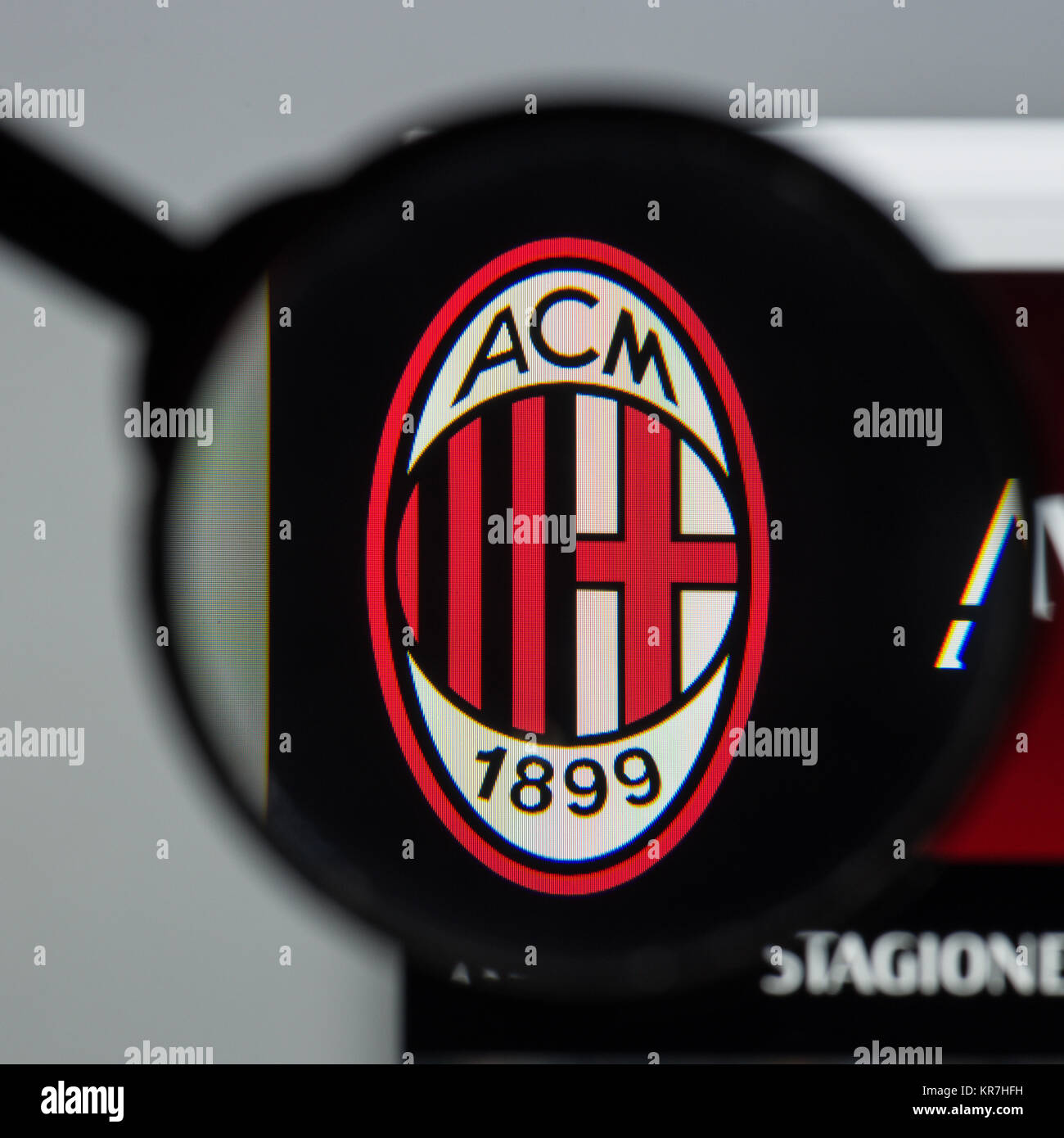 Milan, Italy 10, 2017: AC Milan website homepage. It is a professional football club in Milan, Italy, in 1899. AC Milan logo visible Photo - Alamy