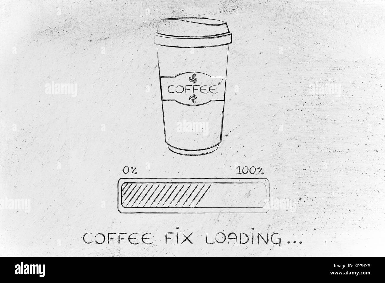 coffee tumbler and progress bar loading awakeness Stock Photo