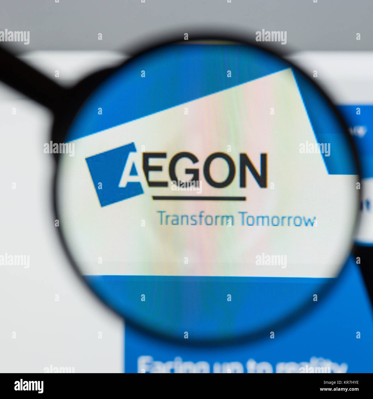 Milan, Italy - August 10, 2017: Aegon  website homepage. It is a multinational life insurance, pensions and asset management company. Aegon  logo visi Stock Photo