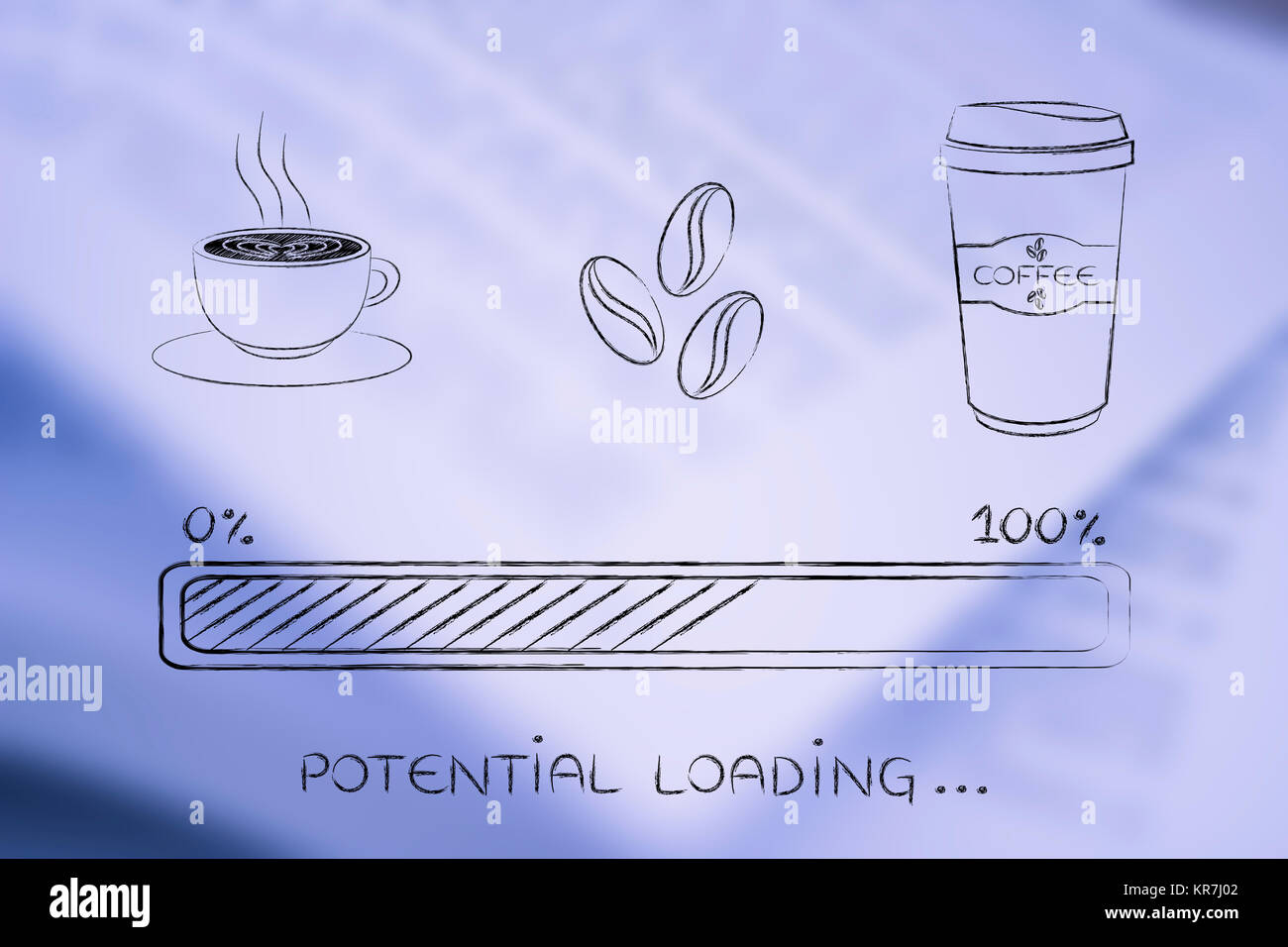 coffee icons with progress bar loading potential Stock Photo Alamy