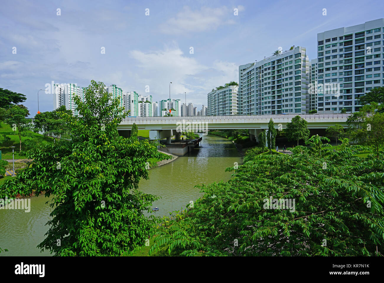 View of the Punggol Waterway park located along Sentul Crescent Road in ...