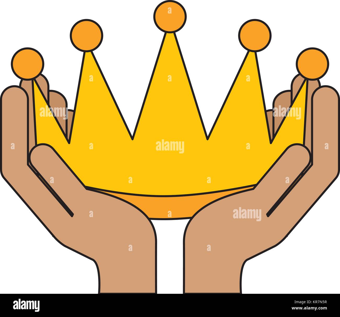 winner hands with crown isolated icon Stock Vector Image & Art - Alamy