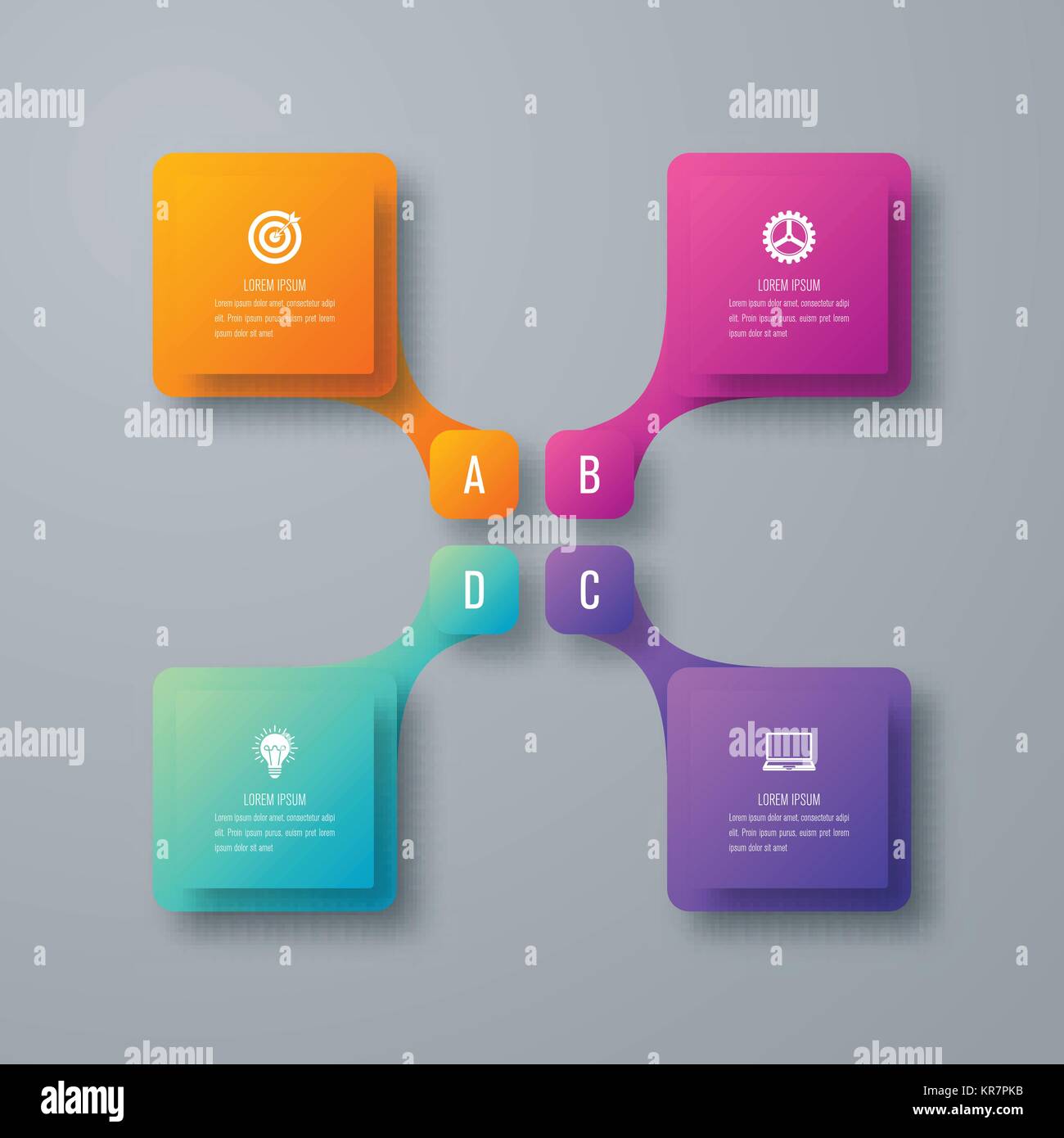 Business infographics template 4 steps with square Stock Vector Image ...