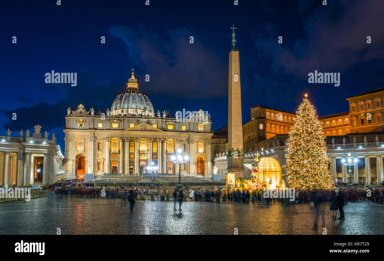 Saint Peter Basilica in Rome at Christmas. Stock Photo