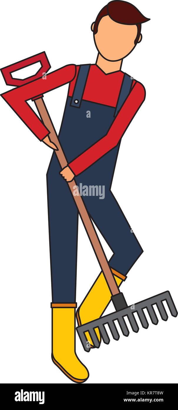 gardener with rake avatar character icon Stock Vector Image & Art - Alamy