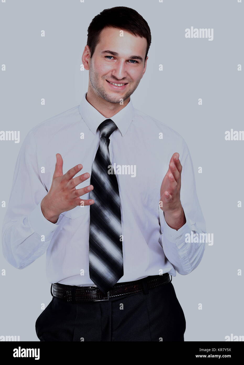 Professional in white telling hi-res stock photography and images - Alamy