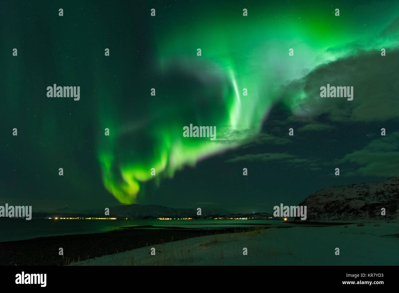 Northern lights, aurora borealis, astrophotography, tourism, attraction, alta, finnmark, norway, norge, Stock Photo