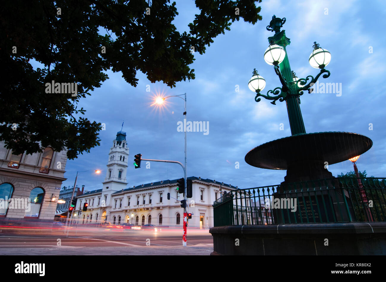 University of Ballarat and Burke and Wills Fountain at Twilight