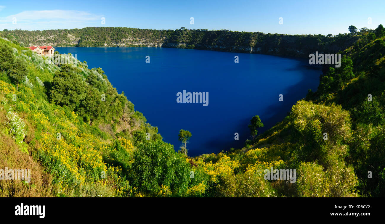 The Blue Lake Panorama, Mount Gambier, South Australia, Australia Stock