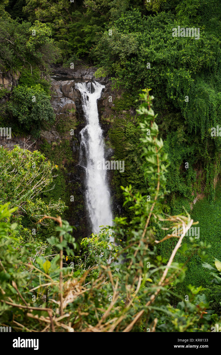 Makahiku Falls in Haleakalā National Park on Maui Island, Hawai'i Stock Photo