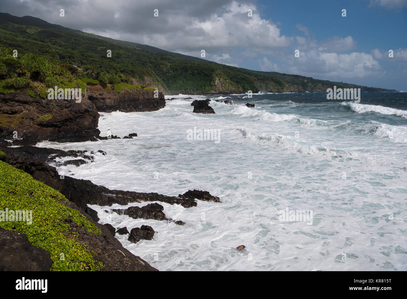 The wild surf at the Seven Pools of Oheo, Maui Stock Photo