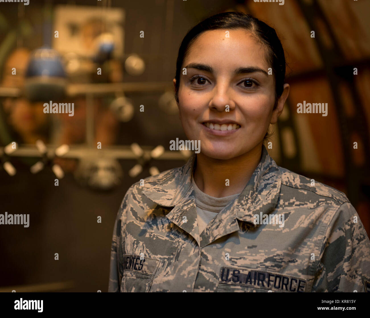 Senior Airman Brittany Fuentes, Air Mobility Command collections requirements manager, poses for a portrait, Nov. 29, 2017, at Scott Air Force Base, Illinois. Fuentes was selected for one of the 2017 12 Outstanding Airmen of the Year awards. (U.S. Air Force Stock Photo