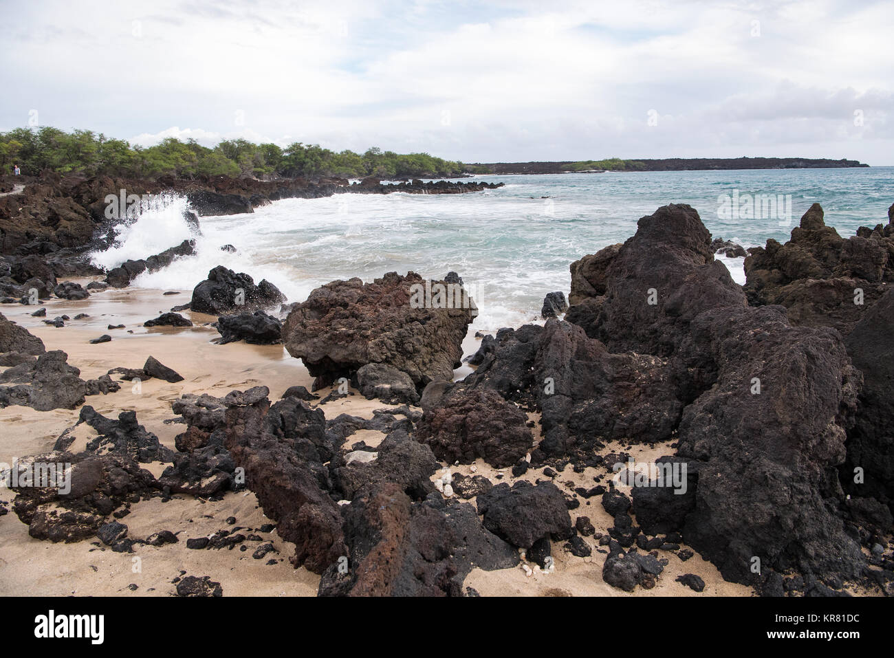 Rough lava rocks at La Perouse Bay. The bay, which was originally named Keone'o'io, is part of the Ahihi-Kina'u Natural Area Preserve located at the v Stock Photo