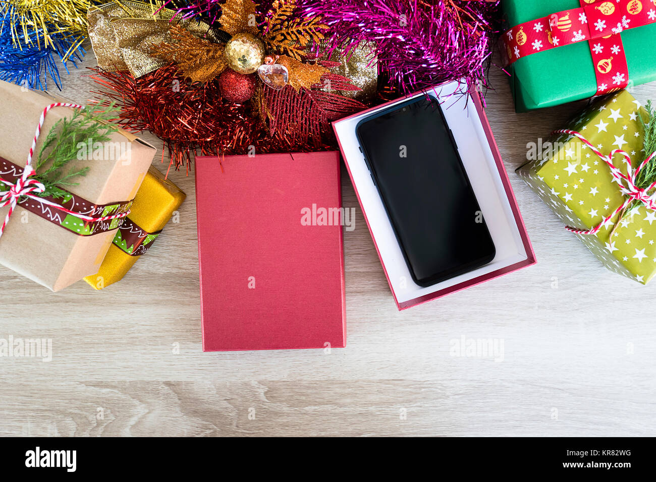 Bangkok , Thailand - December 15, 2017: New Apple iPhone X in Gift box,great holiday gift ideas Christmas or New Year gift for all people. Stock Photo