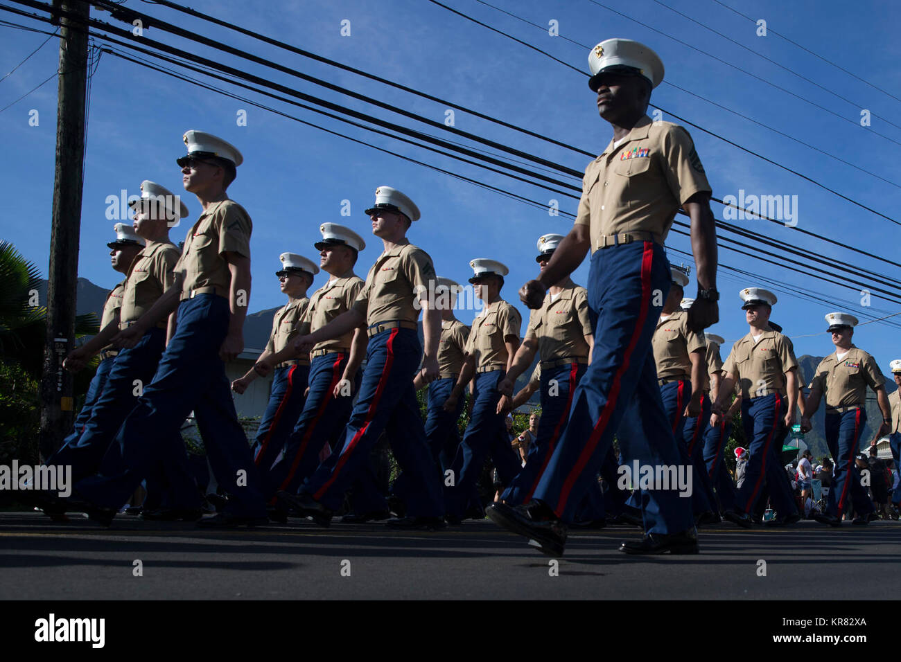 U.S. Marines with 3rd Battalion, 3rd Marine Regiment, march in the