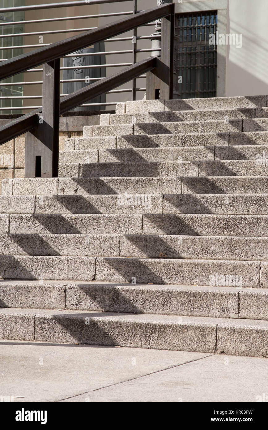 Pattern of shade on a series of steps Stock Photo
