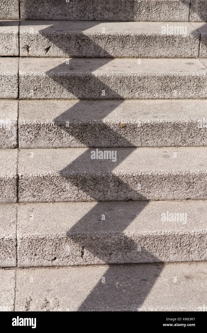 Pattern of shade on a series of steps Stock Photo