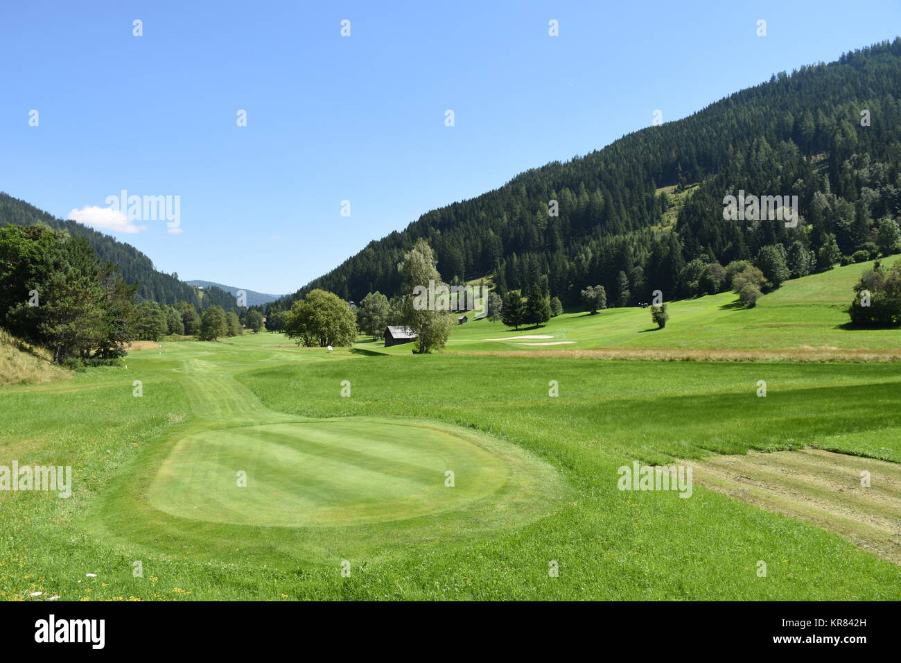 golf course,golf,sports,bad kleinkirchheim,meadow,lawn,forest,upper class Stock Photo