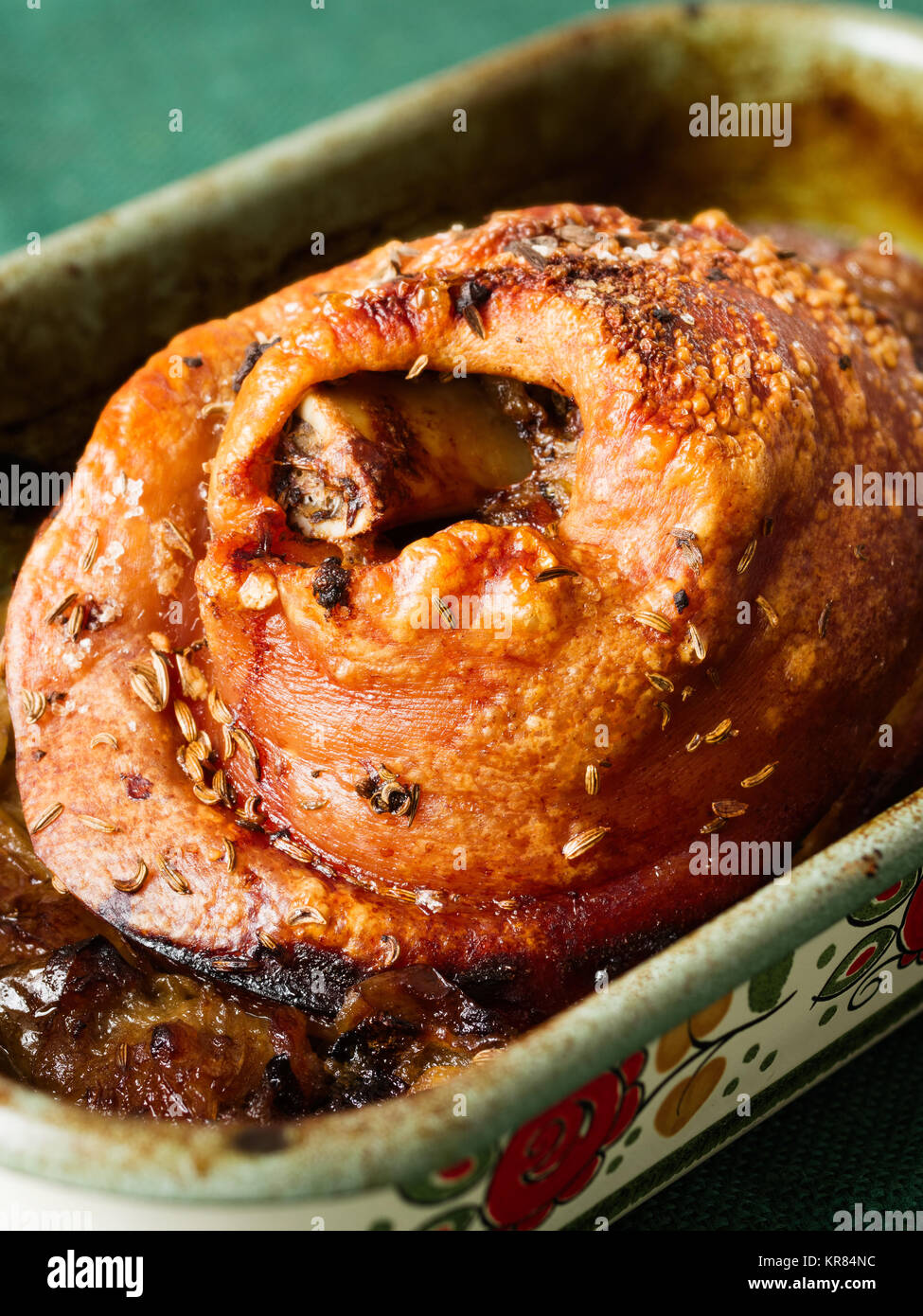 roast golden crispy german pork knuckle Stock Photo Alamy