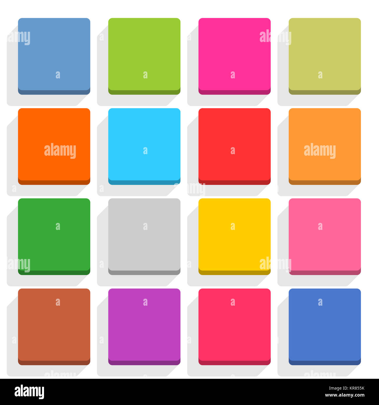 Flat blank web button square icon set with shadow Stock Photo - Alamy