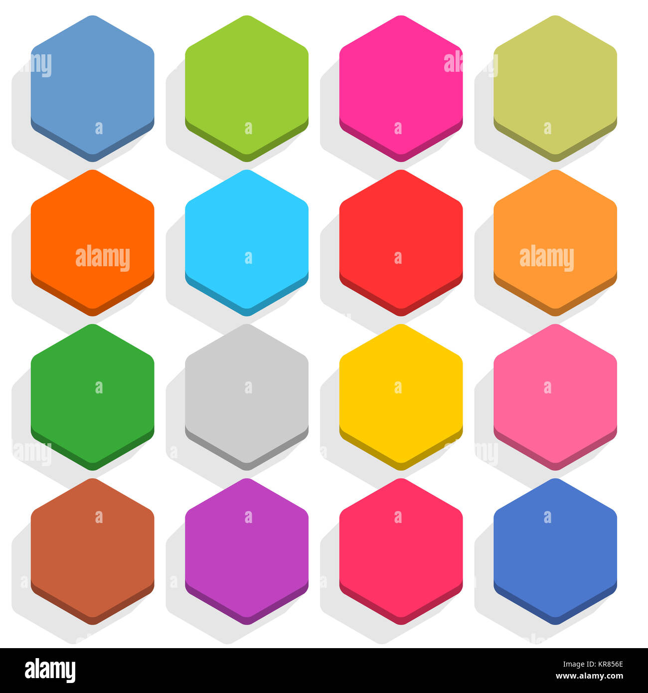 Flat blank web button hexagon icon set with shadow Stock Photo - Alamy