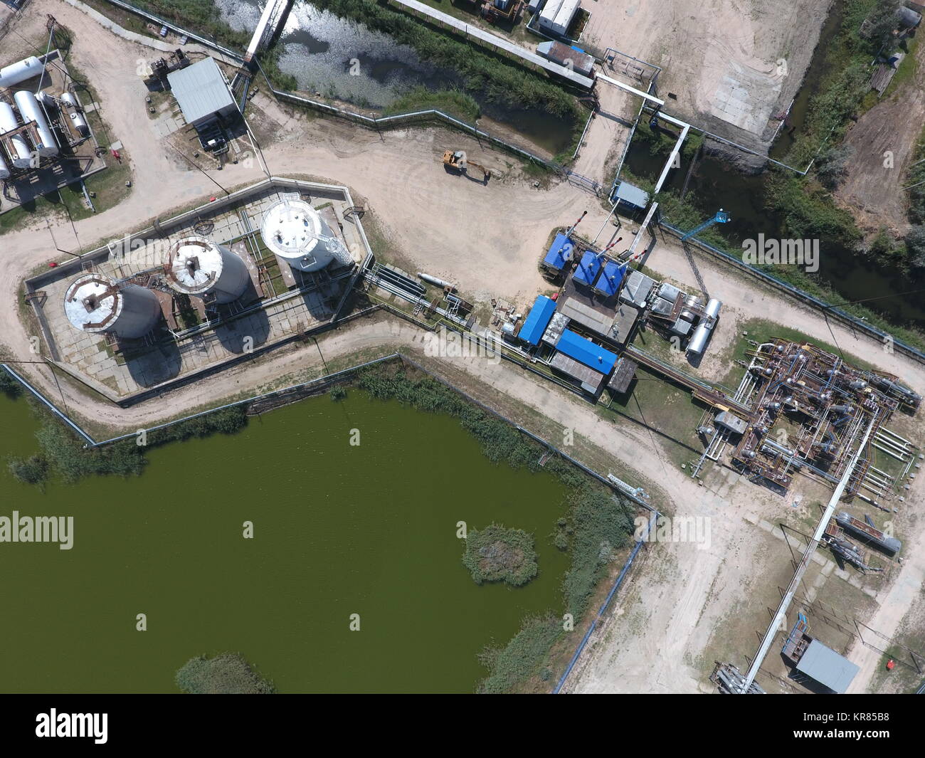 Equipment for the drying gas and condensate collection. Top view Stock