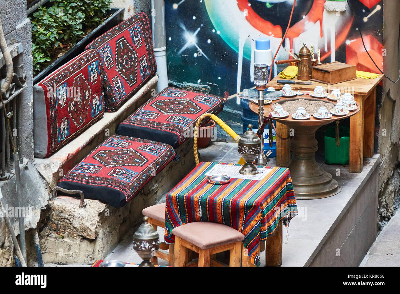 Hookah narghile in cafe in Istanbul Stock Photo Alamy