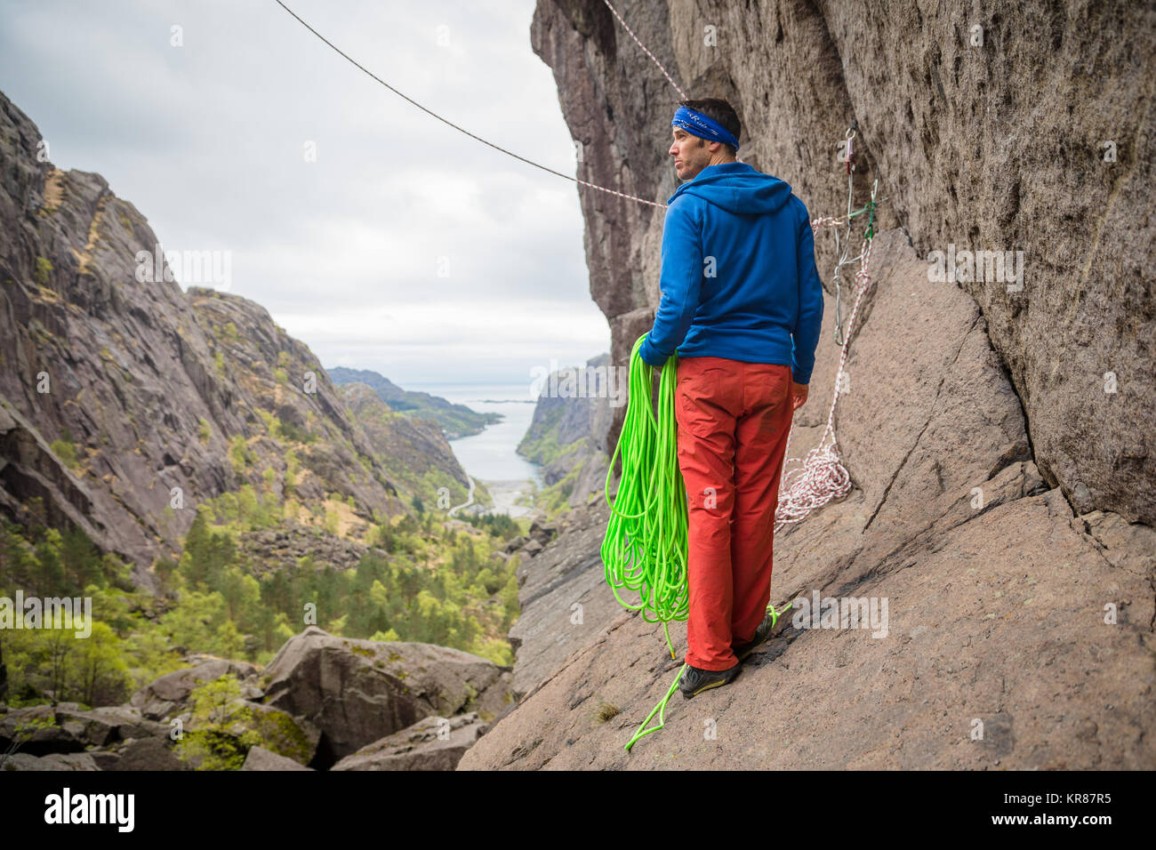 Trad Rock Climbing in Norway Stock Photo Alamy