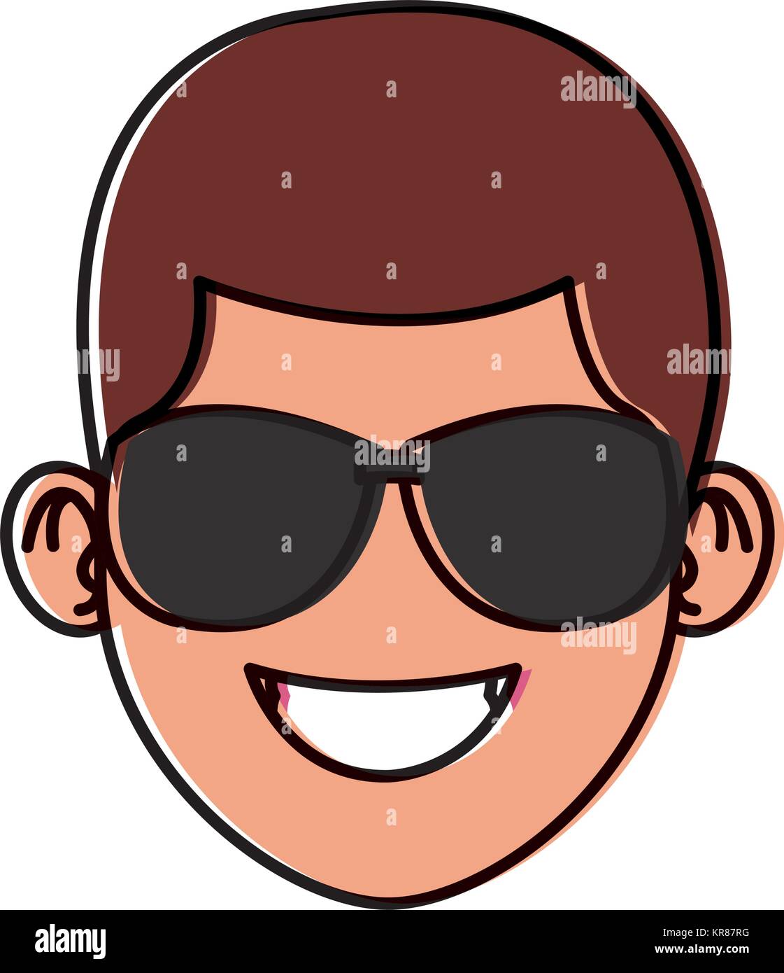 Man with sunglasses face icon vector illustration graphic design Stock Vector