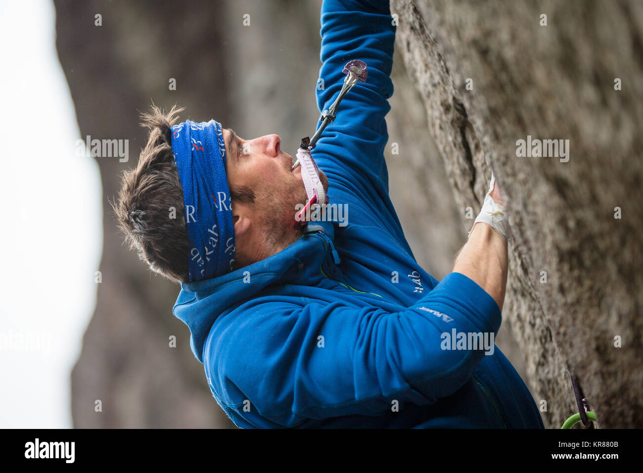 Trad Rock Climbing in Norway Stock Photo