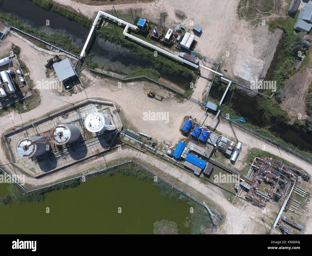 Equipment for the drying gas and condensate collection. Top view Stock