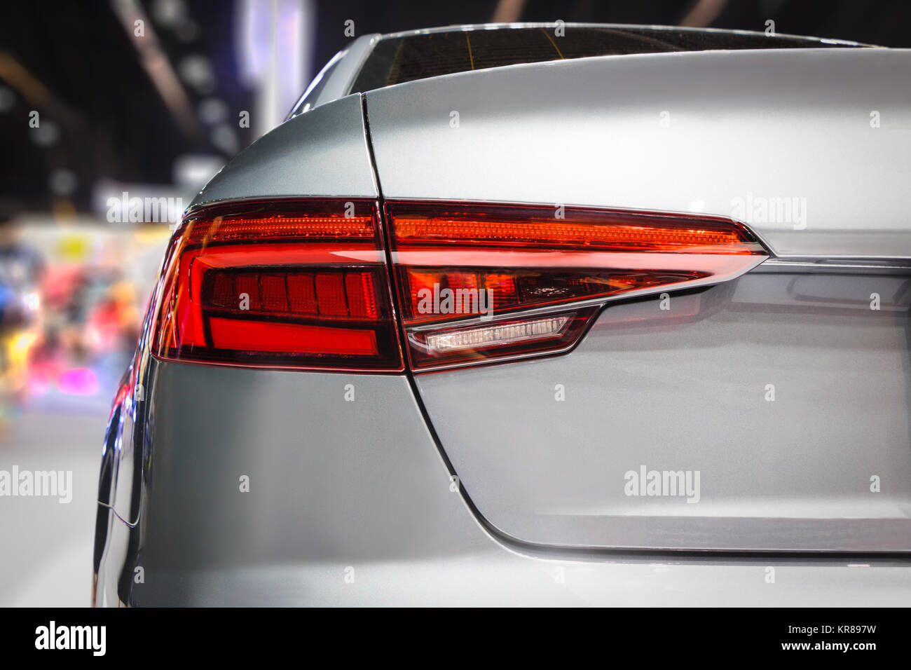 The Closeup Back Red Tail light car in Motor Show Stock Photo Alamy