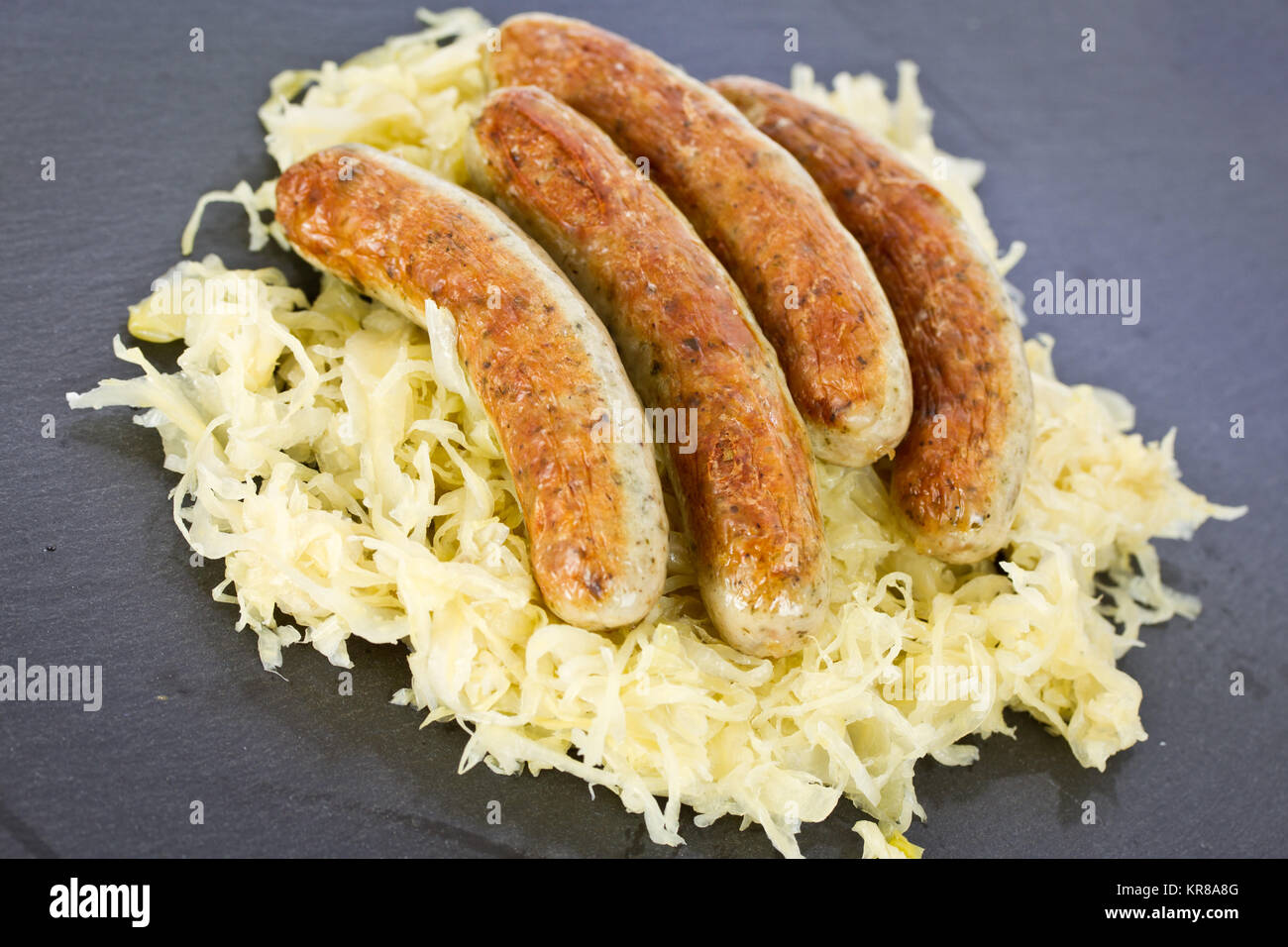 sausages with sauerkraut Stock Photo