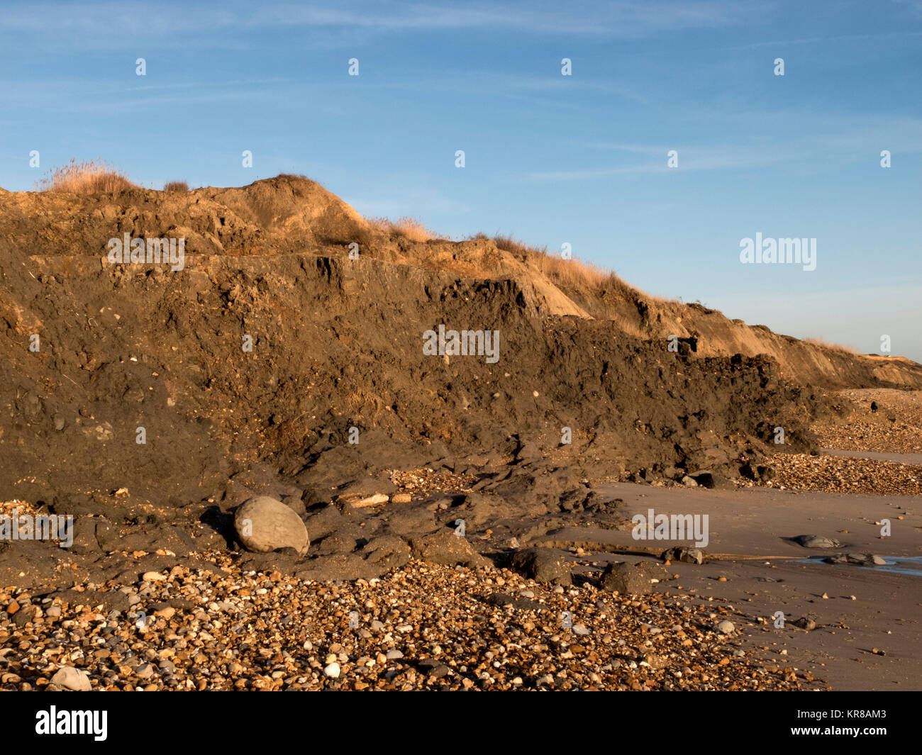 Evidence of cliff and coastal erosion, lost buildings and exposed ...