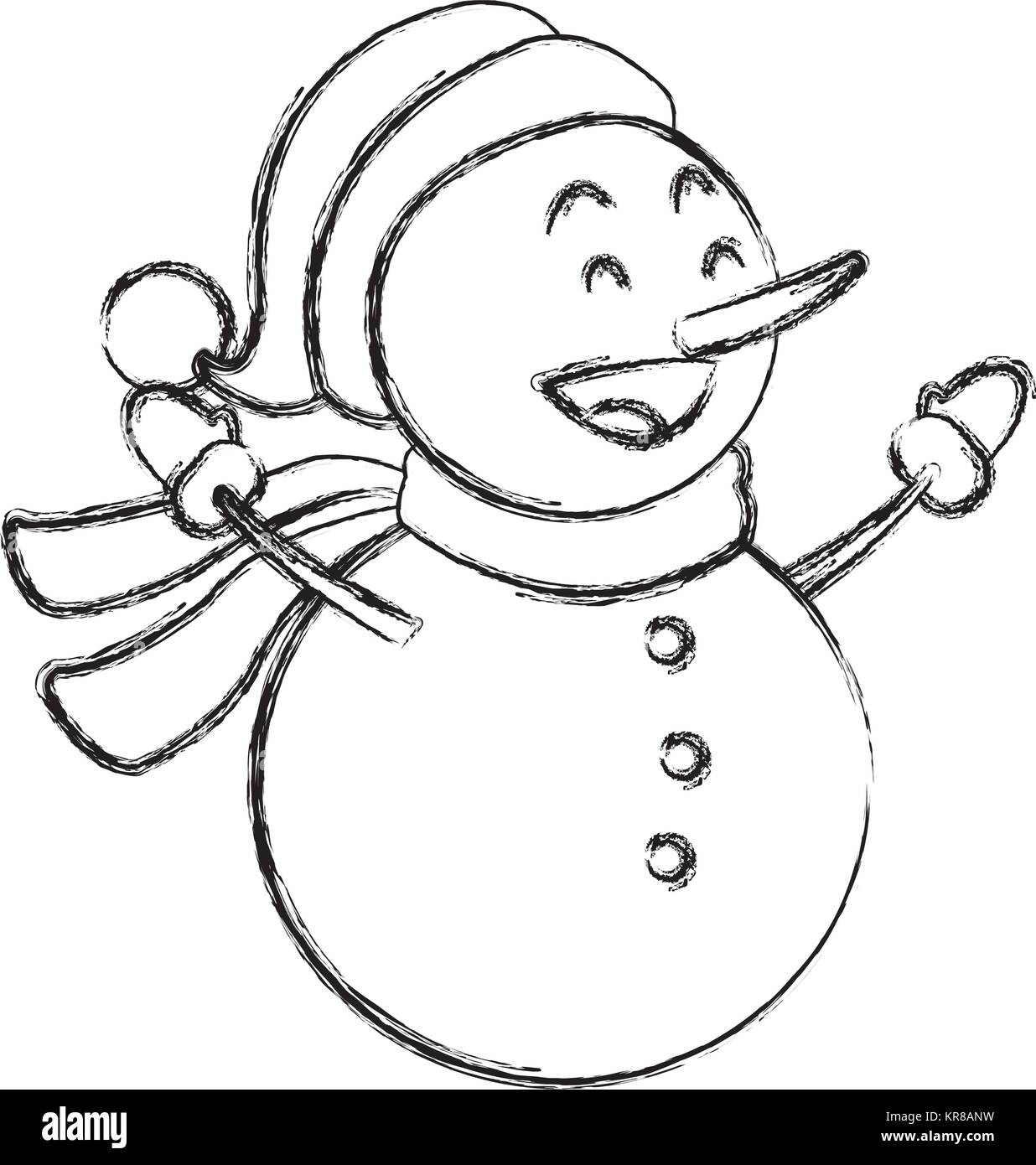 Cartoon Snowman Smile Black And White Stock Photos Images Alamy
