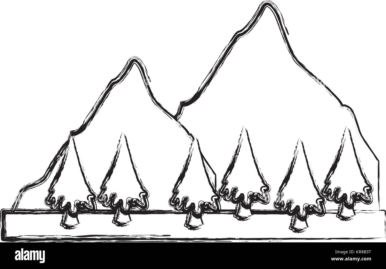 Mountains and tree landscape Stock Vector Image & Art - Alamy